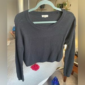 Cropped black crewneck sweater